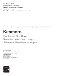 Manual de uso Kenmore 70222 Secadora