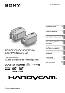 Mode d’emploi Sony HDR-CX350E Caméscope