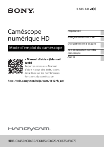 Mode d’emploi Sony HDR-CX625 Caméscope