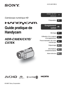 Mode d’emploi Sony HDR-CX6EK Caméscope