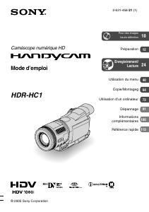 Mode d’emploi Sony HDR-HC1E Caméscope