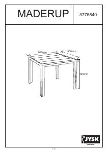 मैनुअल JYSK Maderup (90x90x74) गार्डन टेबल