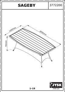 Manuál JYSK Sageby (100x200x75) Zahradní stolek