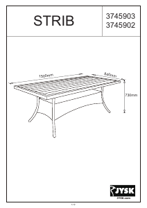 Εγχειρίδιο JYSK Strib (84x150x73) Τραπέζι κήπου