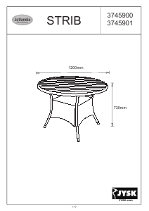 Manual JYSK Strib (120x74) Masă de grădină