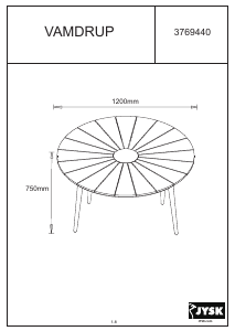 사용 설명서 JYSK Vamdrup (120x74) 정원 탁자