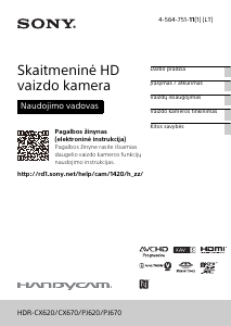 Vadovas Sony HDR-PJ620 Vaizdo kamera