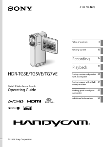 Manual Sony HDR-TG5VE Camcorder