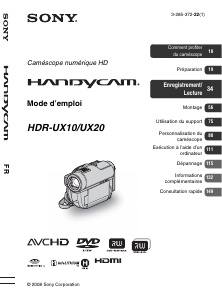 Mode d’emploi Sony HDR-UX20E Caméscope
