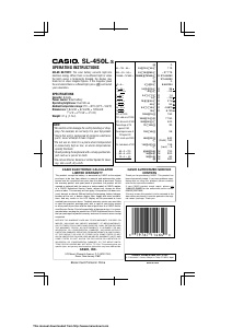 Manual Casio SL-450L-S Calculator