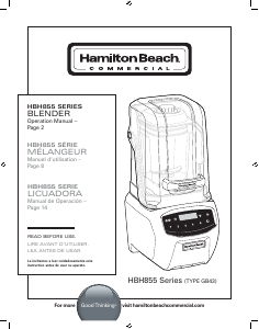 Manual Hamilton Beach HBH855 Blender