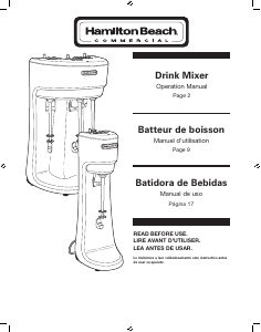 Manual Hamilton Beach HMD200R Drink Mixer