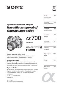 Priročnik Sony Alpha DSLR-A700K Digitalni fotoaparat