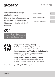 Rokasgrāmata Sony Alpha ILCE-1 Digitālā kamera