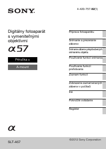 Návod Sony Alpha SLT-A57 Digitálna kamera