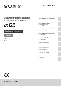 Vadovas Sony Alpha SLT-A65V Skaitmeninis fotoaparatas