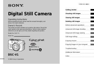 Manual Sony Cyber-shot DSC-V1 Digital Camera