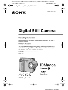 Handleiding Sony MVC-FD92 Digitale camera