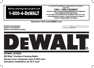 Mode d’emploi DeWalt DCN692B Cloueur