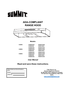 Manual Summit H24RBADA Cooker Hood