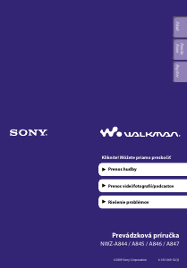 Návod Sony NWZ-A846 Walkman Mp3 prehrávač