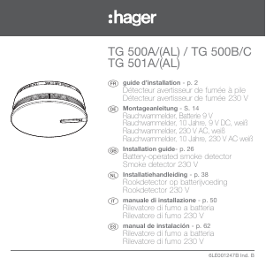 Handleiding Hager TG 500A Rookmelder