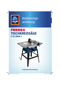 Bedienungsanleitung Ferrex F-TS 2000-1 Tischsäge