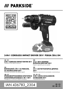 Manual Parkside IAN 436783 Maşină de găurit-înşurubat