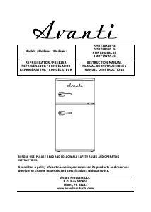 Manual de uso Avanti RMRT30X6BL-IS Frigorífico combinado