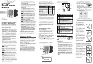Manual Walgreens WGNBPW-200 Blood Pressure Monitor