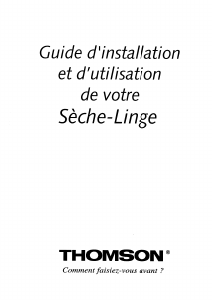 Mode d’emploi Thomson AIR676C Sèche-linge