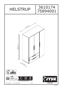 说明书 JYSK Helstrup (208x144x61) 衣柜