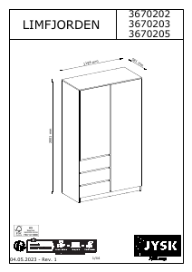 说明书 JYSK Limfjorden (200x120x58) 衣柜