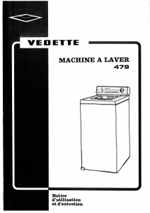 Mode d’emploi Vedette 479LUXE Lave-linge