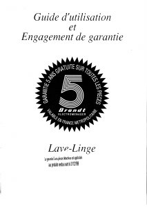 Mode d’emploi Brandt 103TVR Lave-linge