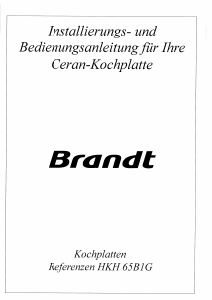 Bedienungsanleitung Brandt HKH65B1G Kochfeld