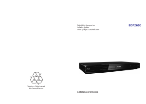 Rokasgrāmata Philips BDP2600 Blu-ray atskaņotājs
