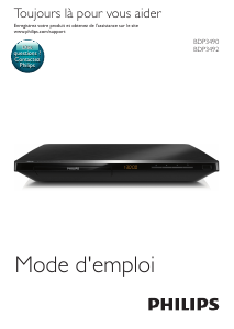 Mode d’emploi Philips BDP3490 Lecteur de blu-ray