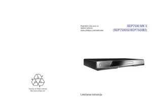 Rokasgrāmata Philips BDP7500B2 Blu-ray atskaņotājs