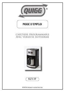 Mode d’emploi Quigg KZ13F Cafetière