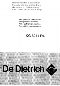 Handleiding De Dietrich KG8274F41 Koel-vries combinatie