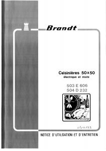 Mode d’emploi Brandt 504D232 Cuisinière