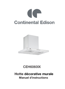 Handleiding Continental Edison CEH6060IX Afzuigkap