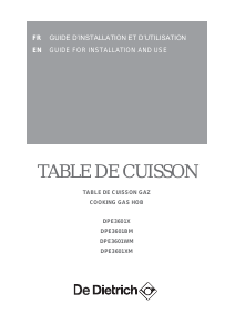 Mode d’emploi De Dietrich DPE3601X Table de cuisson