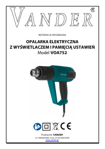 Instrukcja Vander VOA752 Opalarka