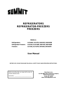 Manual Summit ALR47BCSSHV Refrigerator