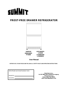 Manual Summit ADRD18PNR Refrigerator