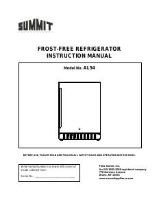 Handleiding Summit AL54B Koelkast