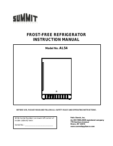 Manual Summit AL54Y Refrigerator