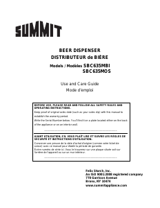 Manual Summit SBC635MBINK Tap System